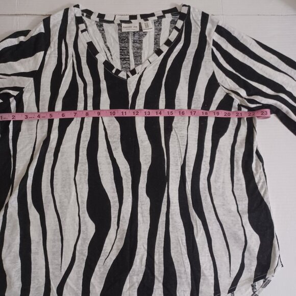 RACHEL ZOE LIGHTWEIGHT V-NECK 3/4 SLEEVE ZEBRA PRINT TOP 100% LINEN - Picture 4 of 9